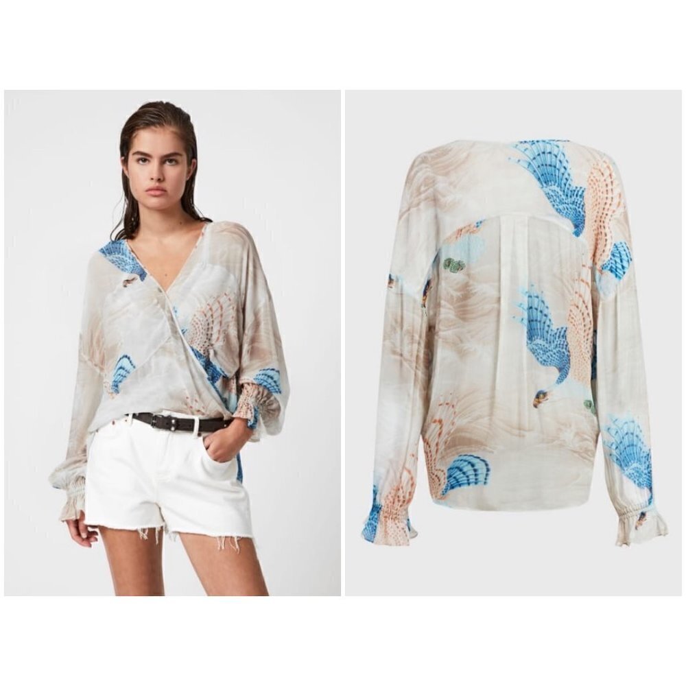 💕ALLSAINTS💕 Penny Swop Top ~ Bird Print US 8 NWT